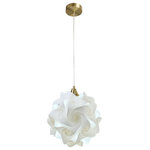 EQ Light - Hado Pendant Light, Gold, Medium - The Hado Pendant Light makes a stunning accent piece in a dining room, entryway or kitchen. This elegant pendant light has silver steel construction and a spherical shade made from white spiral polypropylene pieces. Hang it in a contemporary style home for a cohesive look.
