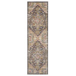 Nourison - Nourison Juniper 2'2" x 7'6" Charcoal Multi Vintage Indoor Area Rug - This classic center medallion Juniper area rug reflects Persian design traditions in a fresh and modern look. Its sumptuous charcoal and lively multi-color tones are superbly versatile for decorating styles from traditional to contemporary, eclectic, or modern farmhouse. Designed for living in low-shed, low pile, easy-care fibers.