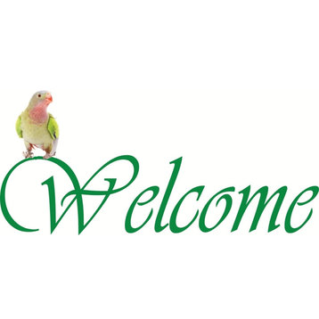 Parrot With Welcome Sign Picture Art Vinyl Decal, 8x20"