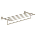 Symmons Industries - Dia 22 Inch Towel Shelf with Mounting Hardware, Satin Nickel - As part of the contemporary and sleek Dia collection, this Dia towel shelf with an attached towel bar is a stylish and sturdy choice for storing multiple towels in your bathroom. Made of brass and stainless steel, this towel shelf includes wall mounting hardware and has a weight capacity of up to 50 pounds. Like all Symmons products, the Dia 22 Inch Towel Shelf is backed by a limited lifetime consumer warranty and 10 year commercial warranty.