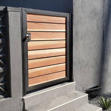 Santa Monica Wooden Fence Installation with 2 Redwood Pedestrian Gates