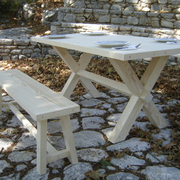 Modern X-Leg Solid Wood Dining Table – 180x90 cm