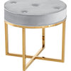 Round Upholstered Tufted Accent Stool with Gold Base