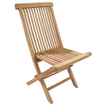 D-Art Collection Teak Solid Wood Crestwood Folding Chair in Natural (Set of 2)