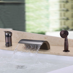 Waterfall Design Antique Oil-rubbed Bronze Bathtub Tap With Hand Shower T3001OR - Bathtub Faucets
