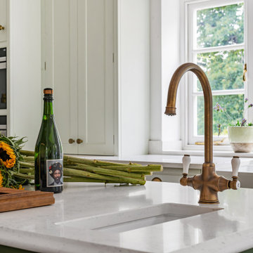 Green & white bespoke, hand-painted shaker kitchen