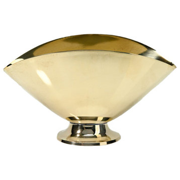 Serene Spaces Living Gold Oval Pedestal Vase, Metal Flower Bowl Vase