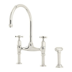 Perrin & Rowe - Ionian two hole bench mounted mixer with crossheads straight leg - Products