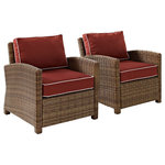 Crosley - Bradenton 2-Piece Outdoor Wicker Seating Set With Sangria Cushions - Create the ultimate in outdoor entertaining with Crosley's Bradenton Collection. This elegantly designed all-weather wicker conversational set is the perfect addition to your environment. The finely crafted deep seating collection features intricately woven wicker over durable steel frames, and UV/Fade resistant cushions providing comfort, style and durability.
