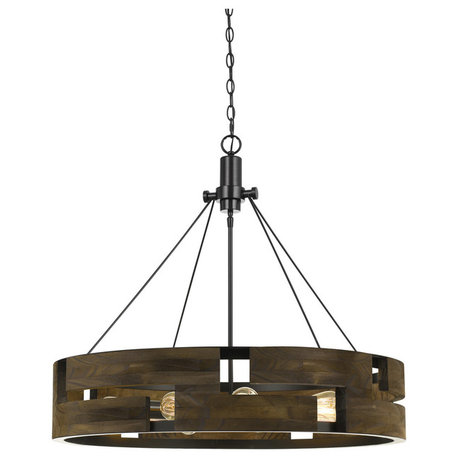 60W Bradford Metal, Wood Chandelier