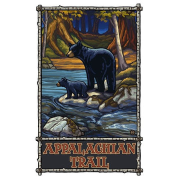 Paul A. Lanquist Appalachian Trail Bears in Stream Art Print, 12"x18"