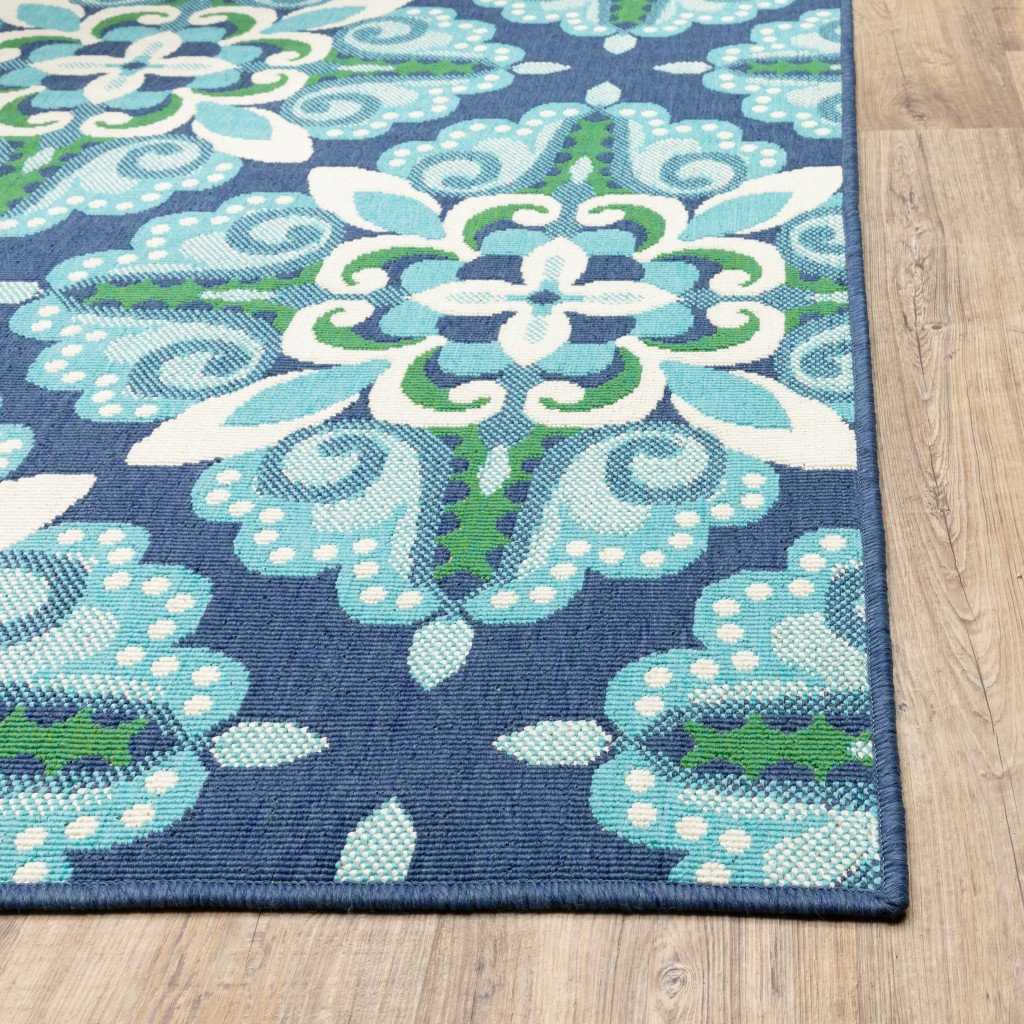 7' x 10' Blue and Green Indoor Outdoor Area Rug - Contemporary ...