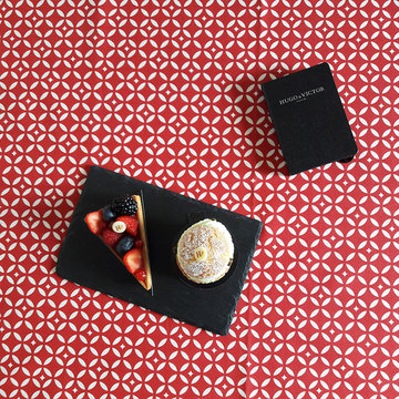 Red Tiles wipeable tablecloth - Nappe enduite Mosaïque Rouge