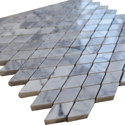 White Carrara Diamonds Stone Tile Mosaics - Home Accessories & Decor