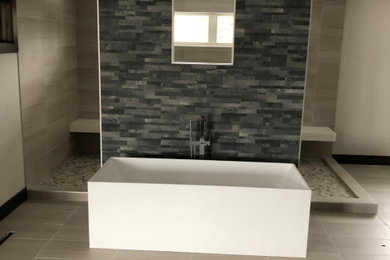 Inspiration for a transitional double-sink bathroom remodel in Minneapolis