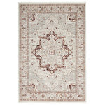 Nourison - Nourison Carina CNA02 Transitional Brick Silver Rectangle Area Rug - Elegant and timeless, the Carina Collection transports the fine Persian designs of yesteryear to the modern era. These  rugs showcase intricate floral center medallion patterns in an array of rich and muted color palettes to fit your design needs. Machine-made of silky-smooth polyester, Carina is finished with fringed edges and an abrash effect for an extra touch of vintage style.