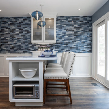Moderm White Kitchen Remodel | Dynamic Mosaic Backsplash & Crisp Contrast