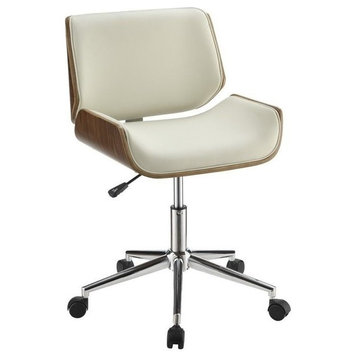 Coaster Addington Adjustable Curved Seat Faux Leather Office Chair in White
