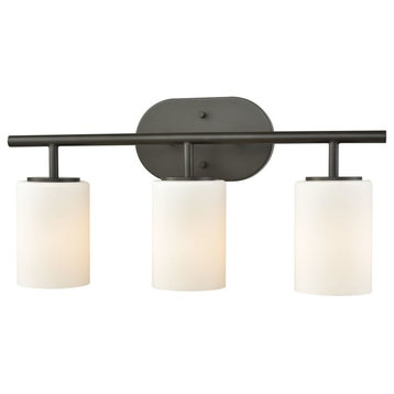 Pemlico 3-Light Vanity, Oil Rubbed Bronze With White Glass