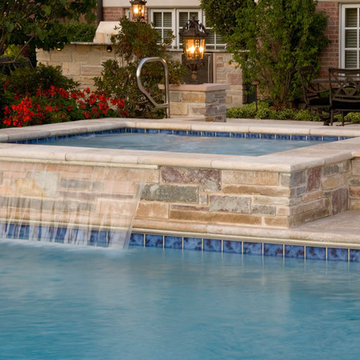 Lake Forest, IL Swimming Pool and Raised Hot Tub with Laminar Fountains