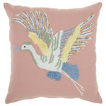 Mina Victory - Mina Victory Plush Lines Flying Stork 18" x 18" Multicolor Throw Pillow - A fabulous range of wildlife to suite a variety of lifestyles. Cheery, clever designs on natural cotton fabric- fun, funky bold and wild. With varied texture and colors they guarantee to bring the perfect touch of whimsy and warmth to any space