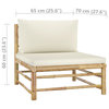 vidaXL Patio Lounge Set Sectional Sofa with Cushions Tea Table 3 Piece Bamboo