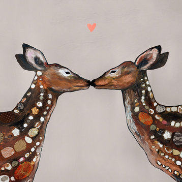 "Deer Love - Heart Neutral" Canvas Wall Art by Eli Halpin, 18"x18"