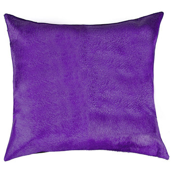 Natural Torino Cowhide Pillow 18"x18", Purple