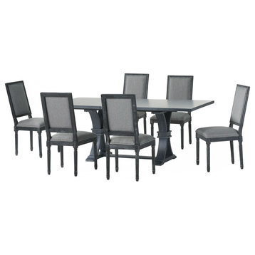 Beckstrom French Country Wood 7-Piece Expandable Dining Set, Gray