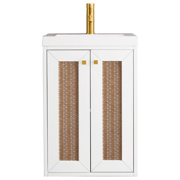 Chianti 20" Single Vanity Cabinet, Glossy White W/ White Glossy  Countertop