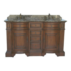 Adelina 60 inch Antique Double Sink Bathroom Vanity Chestnut Finish - Bathroom Vanities And Sink Consoles