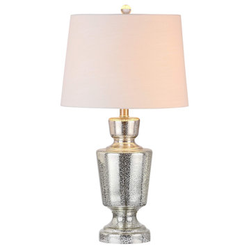 Olivia 26.5" Glass Table Lamp, Silver and Ivory