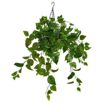 2.5' Philodendron Artificial Plant, Hanging Basket