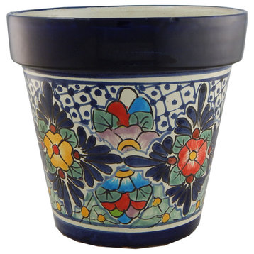 Mexican Ceramic Flower Pot Planter Folk Art Pottery Handmade Talavera 24