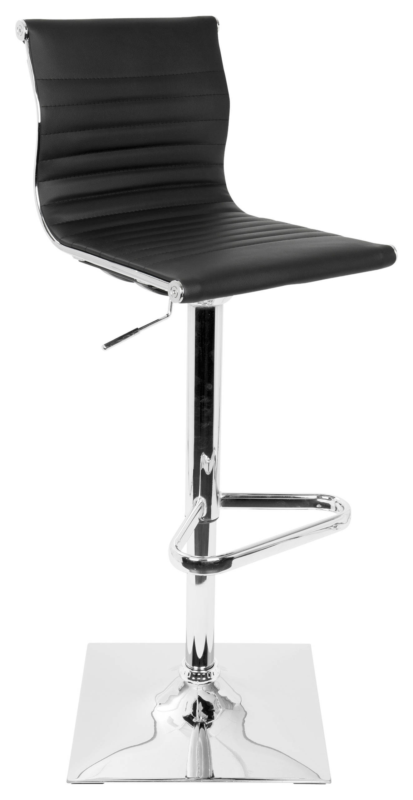 LumiSource Masters Adjustable Barstool With Swivel, Black PU Leather