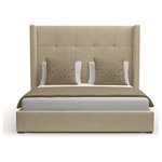 Nativa Interiors - Nativa Interiors Aylet Tufted Bed, Flax, King, Medium Headboard - The NATIVA Aylet Tufted Bed is not simply built to be a bed, is designed to create an entire atmosphere of harmony and relaxation by combining the basics of geometry with the rectangles of its headboard and the exquisiteness of the soft fabrics used to upholster each part of it.