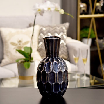 Leighton Ceramic Vase, Silver, 12.5"