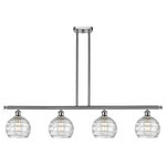 INNOVATIONS LIGHTING - INNOVATIONS LIGHTING 516-4I-SN-G1213-8 Deco Swirl 3 Light Island Light - INNOVATIONS LIGHTING 516-4I-SN-G1213-8 Deco Swirl 3 Light Island LightThe Deco Swirl 3 Light Island Light is part of the Ballston Collection. Includes 10 Feet Wire. Includes 2-6 and 4-12 inch Stems. Additional Stems sold separately.. Solid Brass 90 Degree Hang Straight Swivel for Sloped Ceilings IncludedFamily Name: Deco SwirlCollection Name: BallstonMetal Finish(Body): Brushed Satin NickelMetal Finish (Canopy/Backplate): Brushed Satin NickelMaterial: Steel, Cast Brass, GlassDimension(in): 10(H) x 48(W) x 8(Ext)Glass Shade Description: Clear Deco SwirlGlass Type: Transparent Glass or Metal Shade Shape: SphereGlass or Metal Shade Color: ClearShade Material: GlassShade Size(Diameter x Height): 8 X 7Shade Dimension(in): 8(Dia) x 7(H)Canopy Dimensions(in): 6 x 4.5 x .75Minimum Height (Fixture Height with Shade, Cord or Included Stems & Canopy)(IN): 20.375Max Height (Fixture Height with Cord or Included Stems & Canopy)(IN): 44.375Cord: 10 Feet Of WireStem Specs: 2-6 and 4-12 inch downrodsSloped Ceiling Compatible: YesBulb: (4)60W Medium Base Incandescent(Not Included), DimmableColor Temperature: 2200Lumens: 220Color Rendering Index(CRI): 99.9Life Expectancy(Hours): 2000Voltage : 120Warranty: 2 Year Finish, Lifetime ElectricalSolid Brass 90 Degree Hang Straight Swivel for Sloped Ceilings Included6 x 4.5 inch 2mm Heavy Cast CanopyRated for 100 Watt Maximum per socketUL/CUL Damp RatedIn order to maintain the finish we recommend simply using water and a cheesecloth towelCompatible with Incandescent, LED, Fluoresent and Halogen bulbs