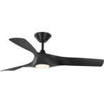 Progress Lighting - Ryne 52" 3-Blade Matte Black LED Transitional Indoor/Outdoor DC Ceiling Fan - Enjoy a beautiful ceiling fan at a fantastic price with the Ryne Collection 52-Inch 3-Blade Matte Black LED Transitional Indoor/Outdoor Ceiling Fan.Three slightly curved ABS blades are coated in a beautiful black finish that will complement a variety of living areas. The blades are resistant to warping from environmental conditions and offer a long product lifespan. The fan's downrod and canopy are coated in a black finish to complete the transitional design.A 6-speed full-function remote control with batteries is included so you can adjust full-range dimming and fan speed without breaking a sweat. A downrod and canopy are also included. Larger downrods can be ordered separately.For ideal illumination, an integrated dimmable LED module light source is included (18w, 3000K, 90CRI). The light source is covered by a shatterproof white opal shade. The fan features an energy-efficient DC motor for cast efficiency savings.The ceiling fan's stylish design is ideal for any bedroom, living room, great room, or covered porch in transitional style settings. Lighting experts recommend installing this fan in room sizes ranging from 225 to 400-square feet.It's time to breathe new life into the mundane every day with timeless and truly transformative lighting. Make your purchase today to begin your journey to a whole new lighting experience. Progress Lighting products are designed for exceptional quality, reliability, and functionality.