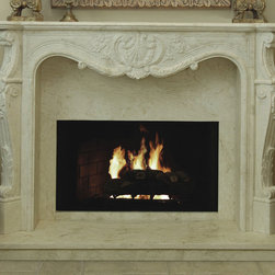 King Louis #308 Hand Carved Natural Stone Fireplace Mantel - Indoor Fireplaces