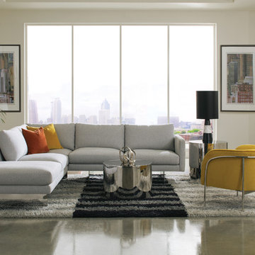 Thayer Coggin Blade sectional sofa and Milo Baughman Rod lounge chair