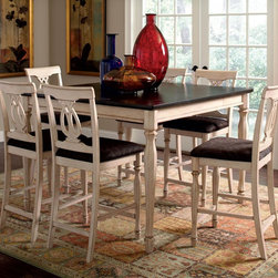Coaster Camille 7-Piece Antuque White and Merlot Counter Height Set - Dining Sets
