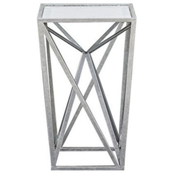 Zee Silver Angular Mirror Accent Table, Gold, Silver