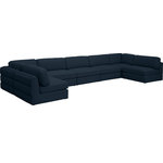 Meridian Furniture - Beckham Linen Textured Fabric 7-Piece Modular U-Shaped Sectional, Navy - Liven up your living space with this Beckham navy durable linen polyester fabric sectional. Its navy color complements any contemporary home decor, while its durable linen and polyester fabric upholstery provides you with a soft and comfortable place to sit. This sectional is modular, so you can create infinite configurations, which are easily attached using the attachment latch underneath. Its linen, wood, and foam construction guarantees stability for years to come.