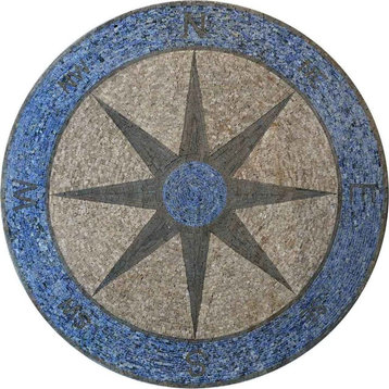 Mosaic Art, Compass Stone, 24"x24"