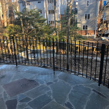 Two Level Flagstone Patio with Field Stone Walls in Chevy Chase, DC