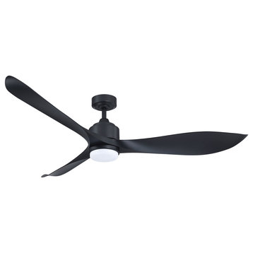 66 in Modern LED Ceiling Fan with 3 Blades and Remote Control, Black