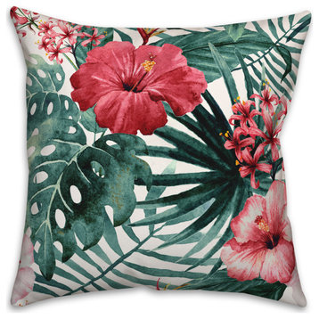 Tropical Flowers 18x18 Indoor / Outdoor Pillow