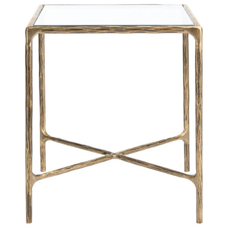 Safavieh Couture Jessa Forged Metal Square End Table, Brass