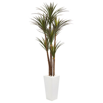 6.5' Giant Yucca Artificial Tree in White Planter UV Resistant